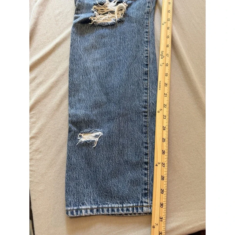 Vintage Levis 501 Distressed Jeans Mens 31x32 Medium Wash Ripped Button Fly Blue